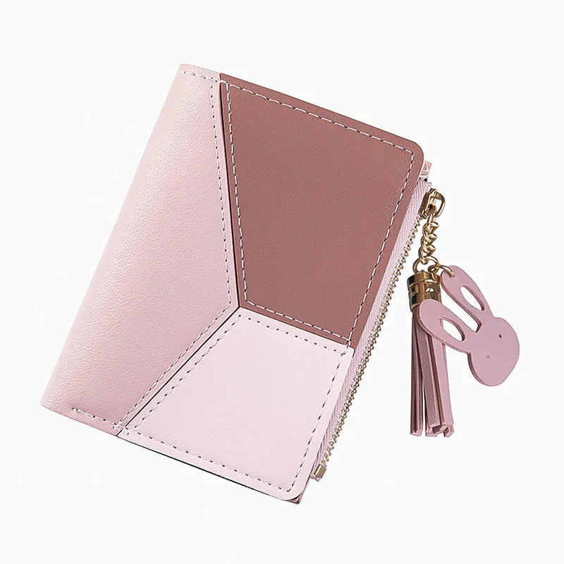 Portefeuille Femme Court Cuir PU Noir - Porte-Monnaie Pliable Compact avec Porte-Cartes