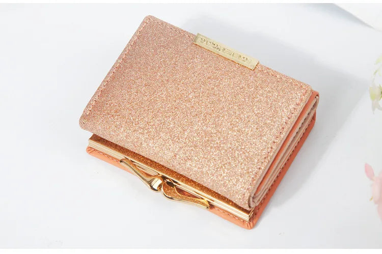 Portefeuille Femme Brillant Tri-Fold - Cartera Mujer Clutch Porte-Monnaie Simple