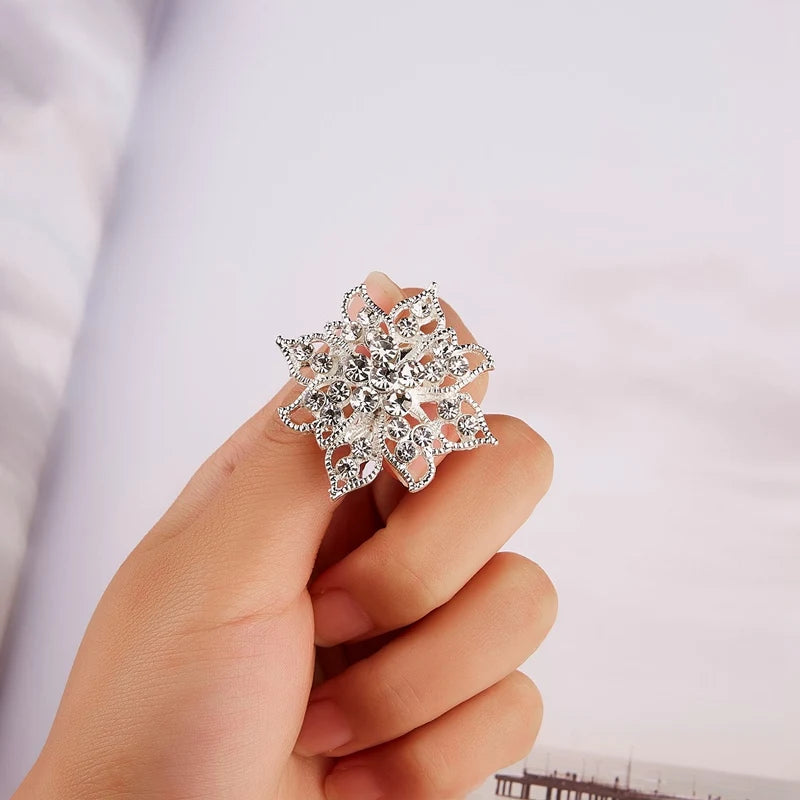 Broche Fleur Rétro Mode Cristal Strass – Pin's Bijou Mariage Rendez-vous Soirées Femme