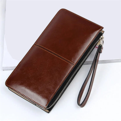 Portefeuille Femme Business Cuir PU Long - Clutch Fermeture Éclair Porte-Cartes Grande Capacité Vert Foncé