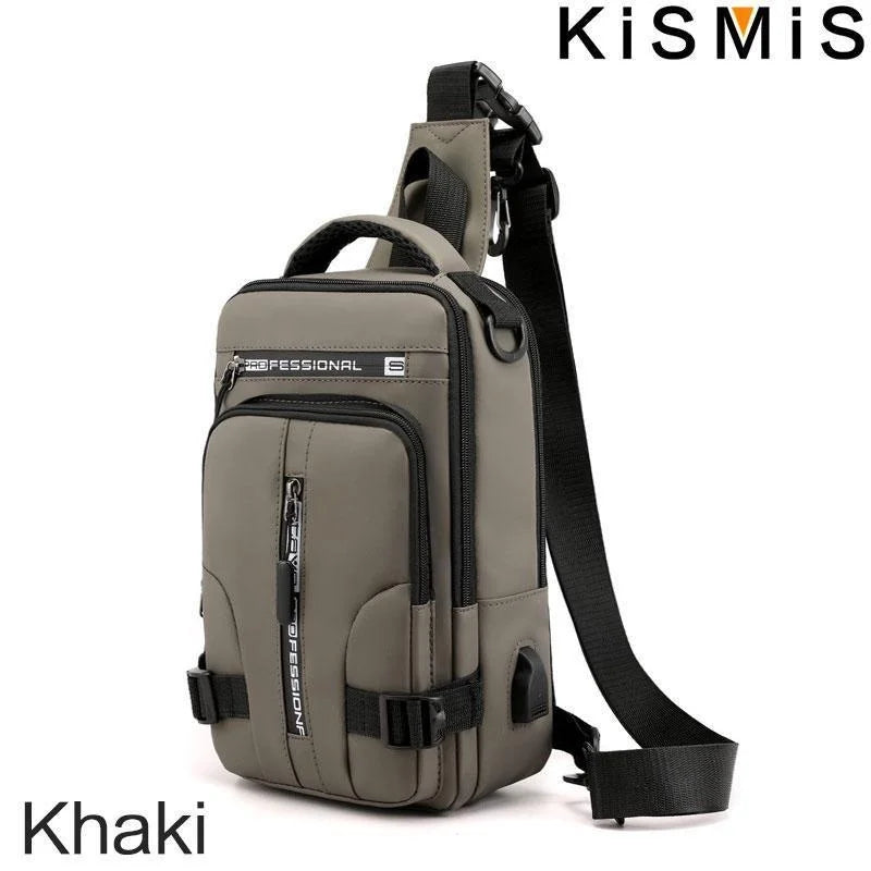 Sac Bandoulière Multifonction avec Port USB – Nylon Imperméable