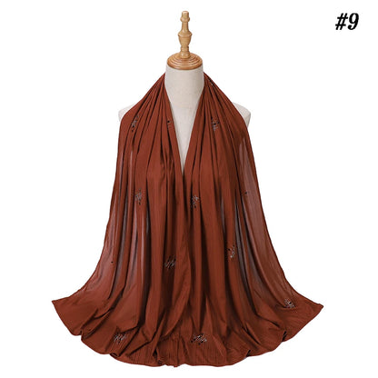 Foulard Hijab Jersey Côtelé Femme - Écharpe Musulman Stretch Paillettes Châle Islamique