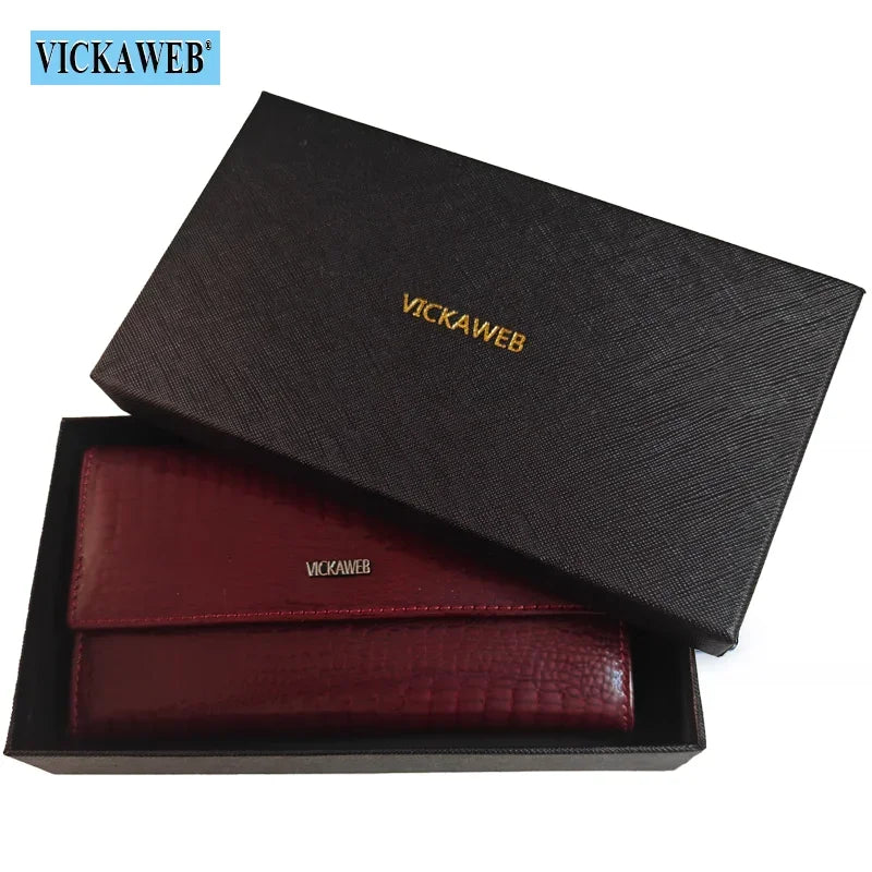 Portefeuille Femme Cuir Verni Noir - Porte-Monnaie Magnétique avec Fermoir Hasp Élégant