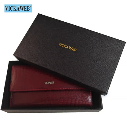 Portefeuille Femme Cuir Verni Noir - Porte-Monnaie Magnétique avec Fermoir Hasp Élégant