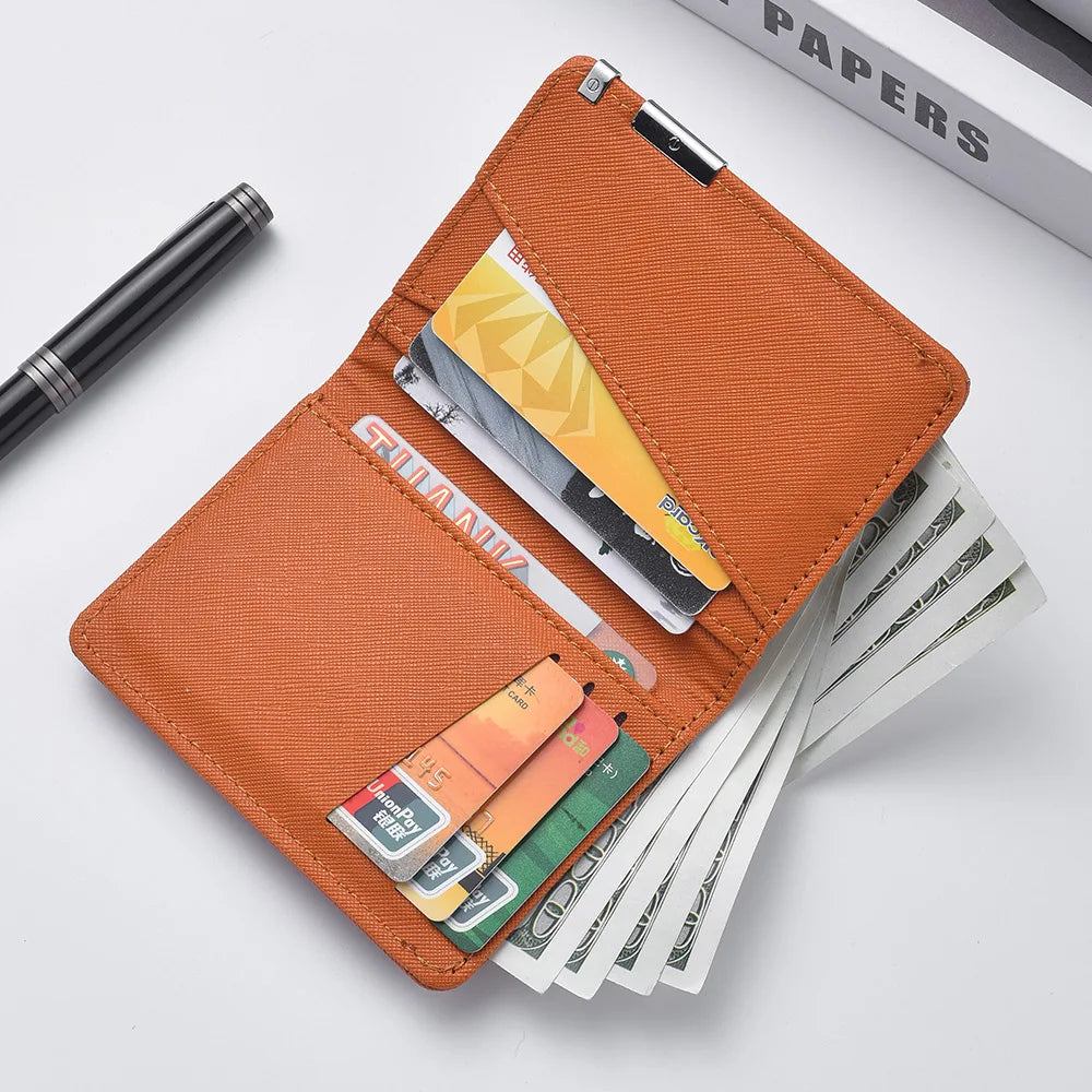 Portefeuille Homme Cuir Synthétique Slim - Porte-Carte Business Minimaliste Multiples Emplacements Géométrique