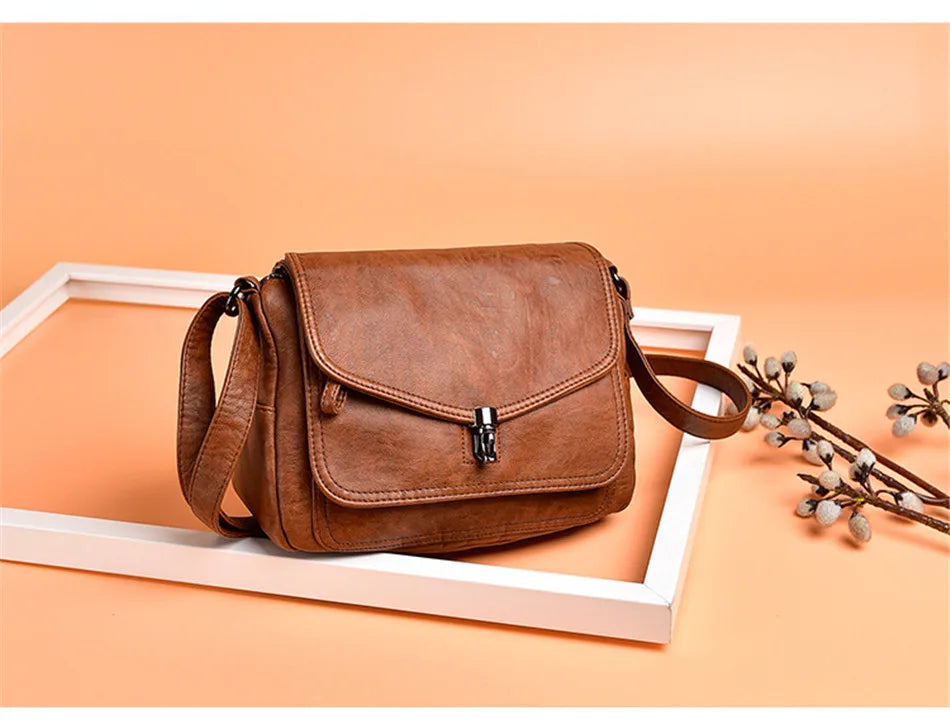 Sac à Bandoulière Femme Vintage Cuir Souple - Petit Sac Crossbody Designer Luxe