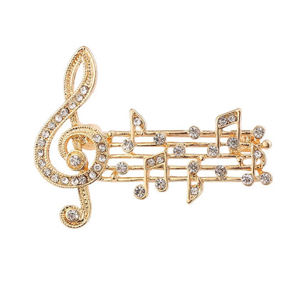 Broche Note de Musique Émaillée Cristaux – Pin's Élégant Musical Amoureux Musique