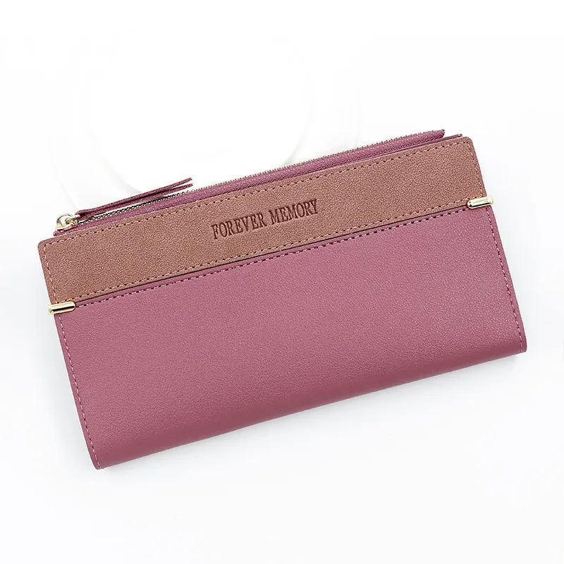 Portefeuille Femme Long Cuir PU Perles - Porte-Monnaie Carte Clutch Mini Fermoir Rouge