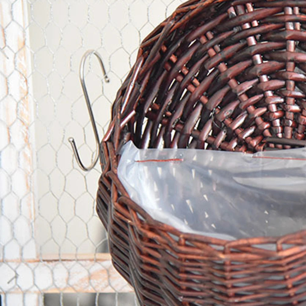 Panier Rotin Mural Fait Main - Pot Fleurs Osier Tressé Suspendu Décor Bohème Jardin Balcon Maison