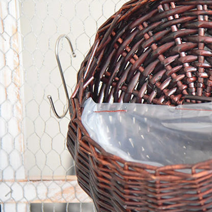 Panier Rotin Mural Fait Main - Pot Fleurs Osier Tressé Suspendu Décor Bohème Jardin Balcon Maison