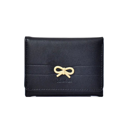 Portefeuille Femme Nœud Rose Compact - Porte-Cartes Tri-Fold Étudiant Mignon