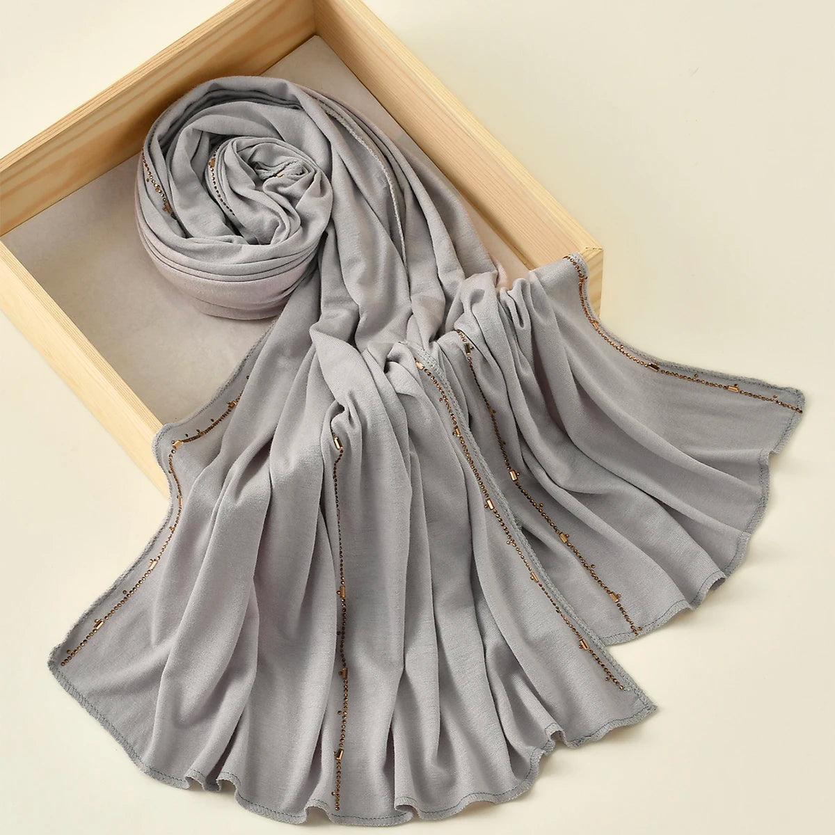 Hijab Jersey Coton Premium - Voile Bordure Scintillante Femme