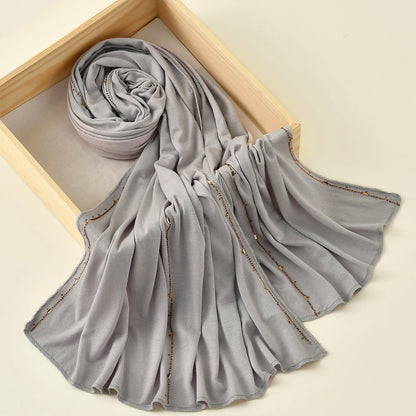 Hijab Jersey Coton Premium - Voile Bordure Scintillante Femme