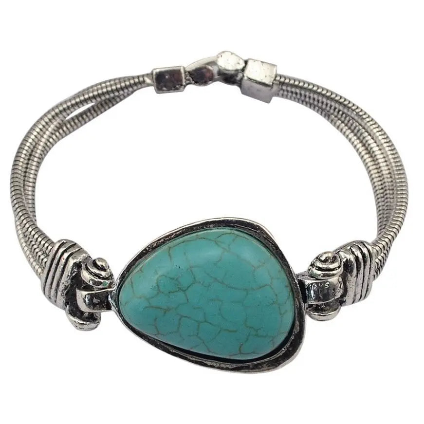 Bracelet Jonc Ethnique Tribal Turquoise - Inspiration Indienne et Africaine