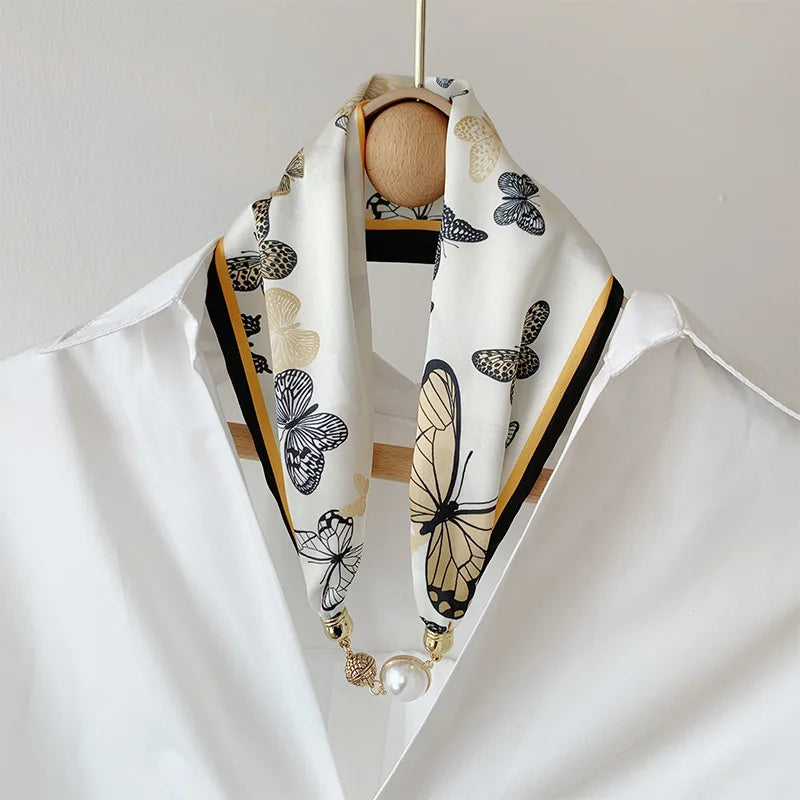 Women's Square Scarf with Magnetic Buckle - Versatile Summer Luxury Scarf/Necklace