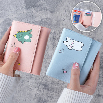 Portefeuille Femme Cartoon Cuir PU - Porte-Cartes Tri-Fold Multi-Emplacements