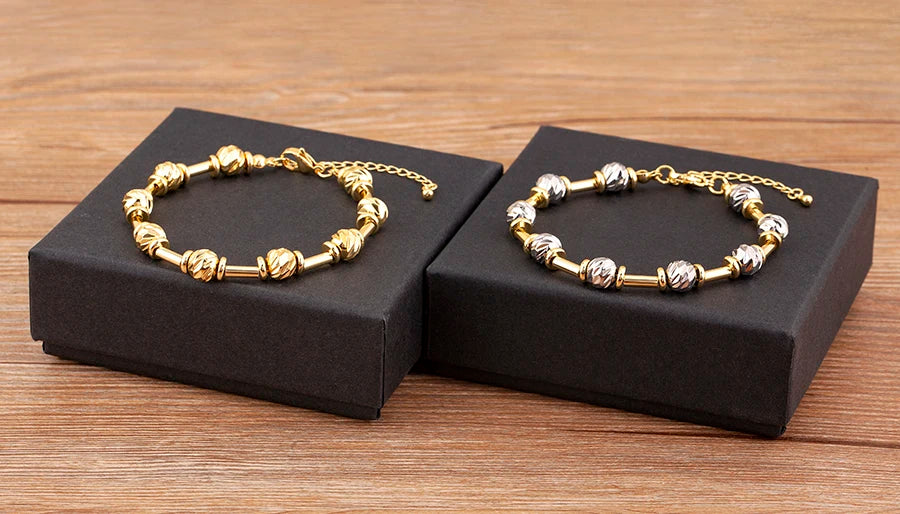 Bracelet Perles CZ Fait Main Ajustable – Chaîne Cuivre Polyvalent Femme