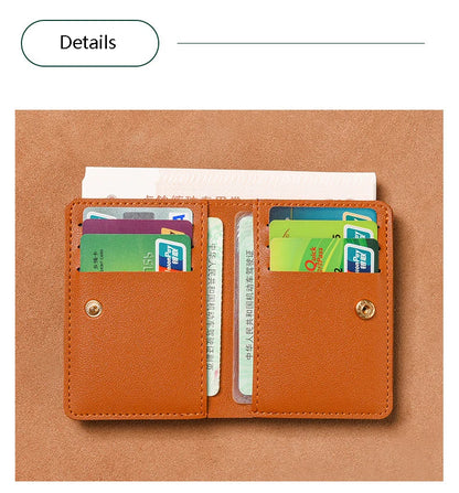 Portefeuille Pliable Cuir Souple avec Bouton - Petit Porte-Cartes Permis Simplifié