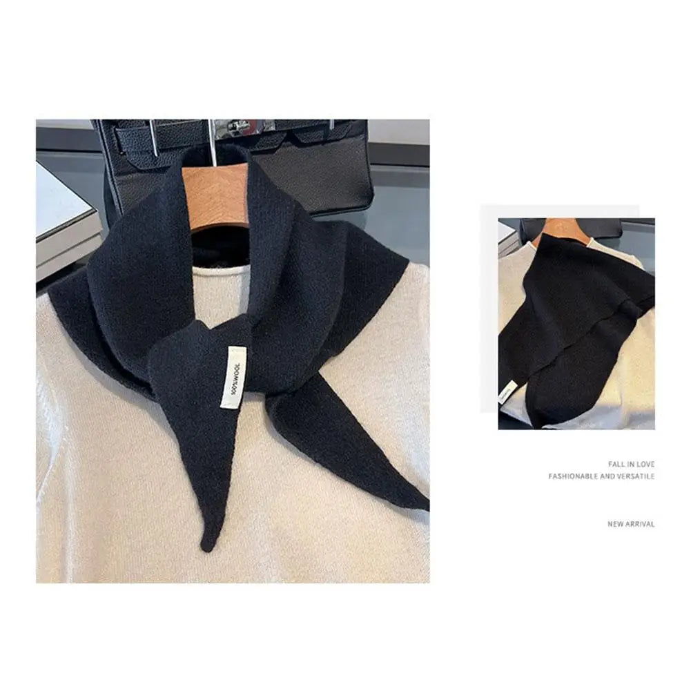 Foulard Triangle Laine 100% Niche Britannique Coréen - Écharpe Tricotée Multifonction Femme