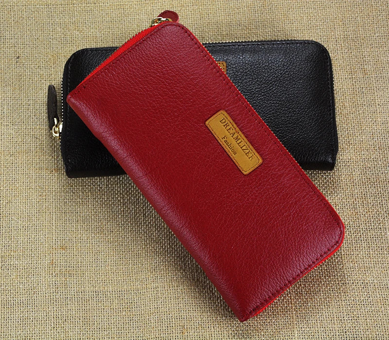 Portefeuille Femme Cuir Véritable RFID Blocking - Long Clutch Porte-Monnaie Téléphone