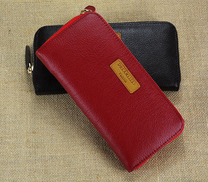Portefeuille Femme Cuir Véritable RFID Blocking - Long Clutch Porte-Monnaie Téléphone