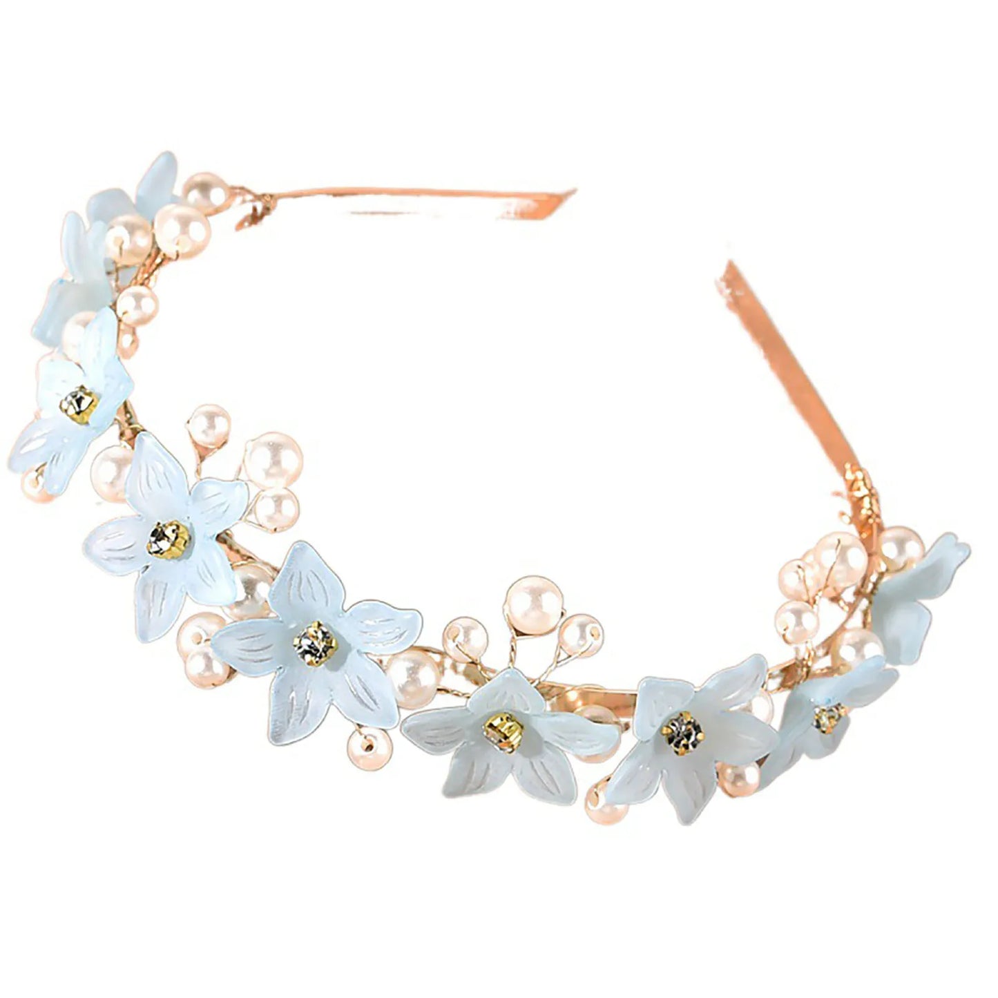 Bandeau Mariage Perles Fleurs - Couronne Tiare Femme - Accessoire Cheveux Mariée