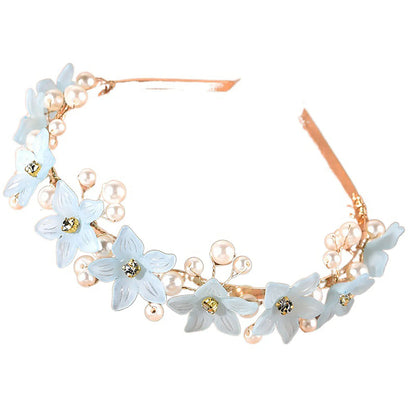 Bandeau Mariage Perles Fleurs - Couronne Tiare Femme - Accessoire Cheveux Mariée