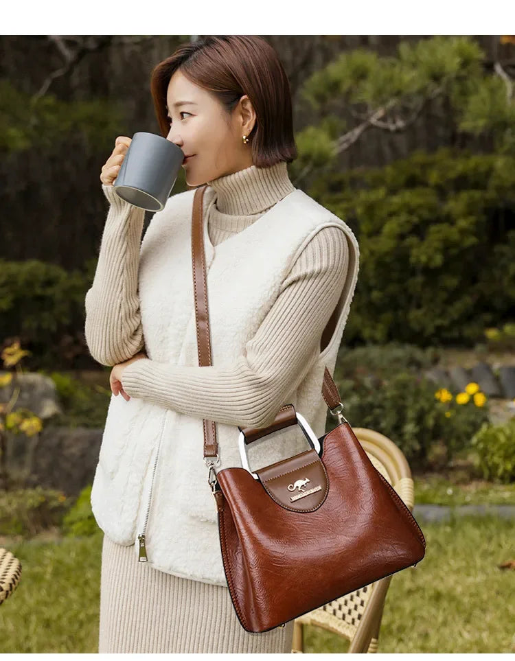 Sac à Main Femme Cuir Véritable Luxe Designer - Bandoulière Crossbody Élégant