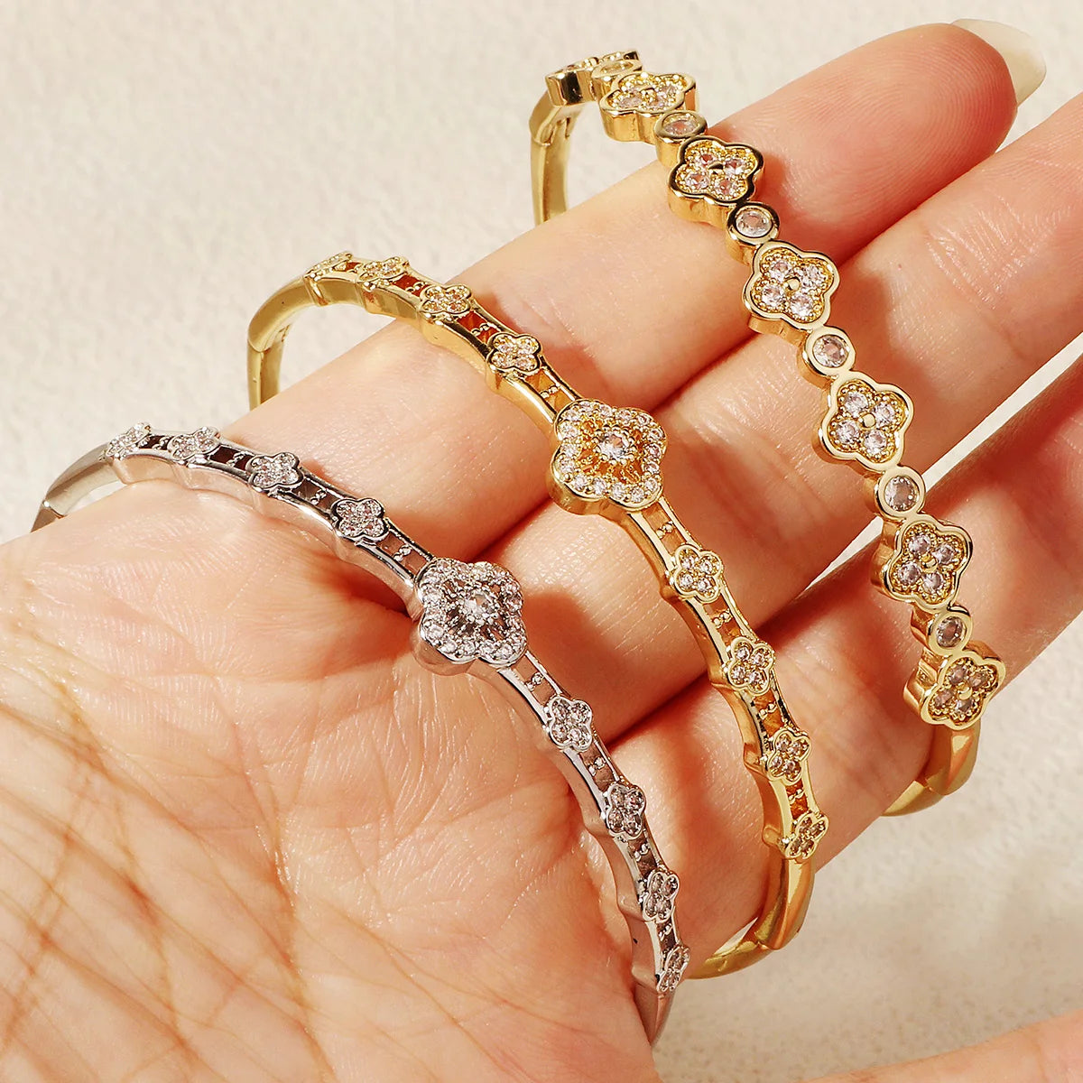 Bracelet Cuivre & Zirconia Femme – Élégance Minimaliste Style Européen