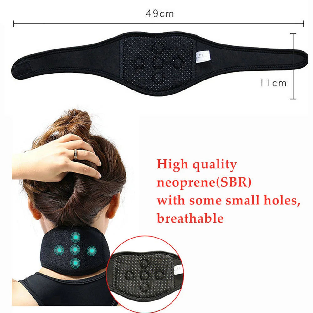 Ceinture Chauffante Magnétique Cou Tourmaline - Masseur Thermique Cervicales Douleurs Support
