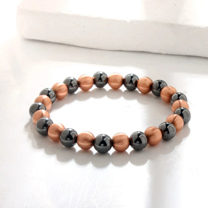 Bracelet Perles Cuivre & Hématite – Bijou Unisexe Équilibre & Style