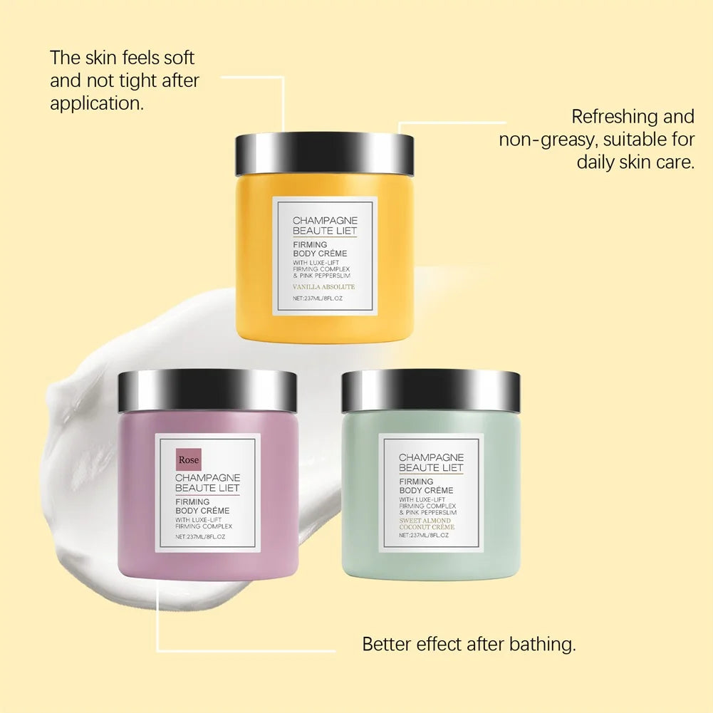 Crème Raffermissante Corps Champagne Pepperslim - Anti-Rides Hydratante Tonifiante Homme Femme Vanille