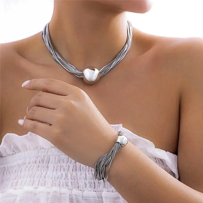 Ensemble Bohème Choker Bracelet Croix – Collier Ras-du-Cou Coloré 2 Pièces