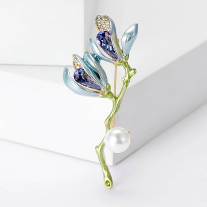 Broche Fleur Pivoine Strass Perle Luxe Résine Élégante – Pin's Mariage Soirées Couple Unisexe