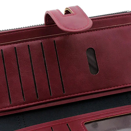 Portefeuille Femme Long Cuir Vintage RFID - Porte-Chéquier Carnet Chèques Protection Anti-RFID Élégant