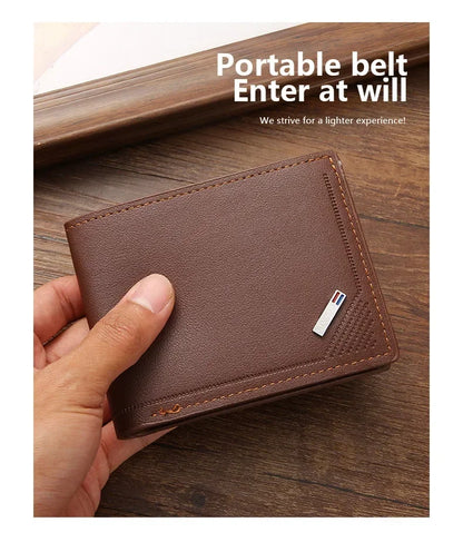 Portefeuille Homme Cuir Court Minimaliste - Wallet Pliable Fin Compact Coffee