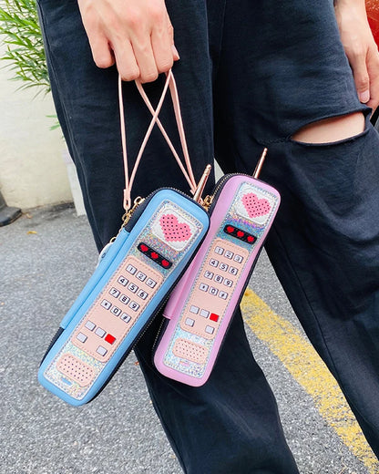 Sac à Main Femme Rétro Téléphone - Mini Pochette Soirée Cuir PU Cartoon
