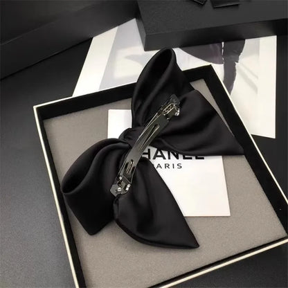 Pinces Cheveux Minimalistes Soie Nœud Noir - Barrettes Femme Fille Accessoires Coiffure Élégants