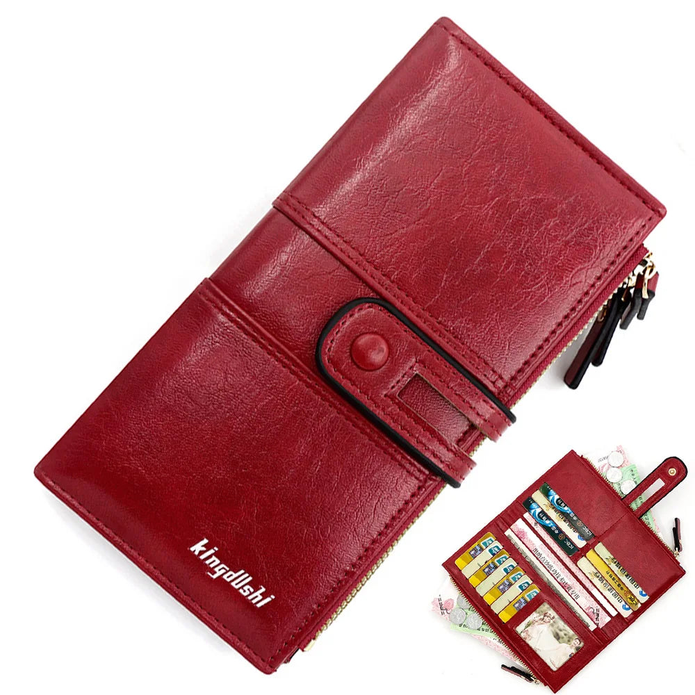 Portefeuille Long Femme Cuir PU Grande Capacité - Porte-Cartes Fermeture Éclair Fashion