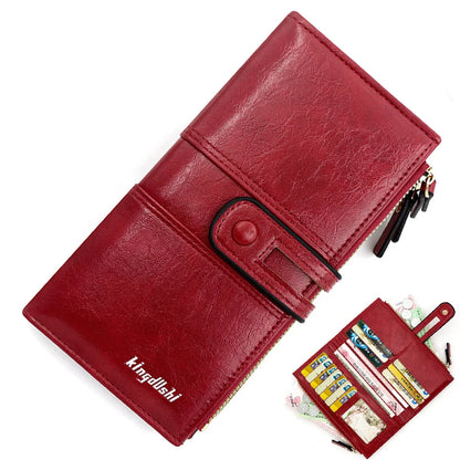 Portefeuille Long Femme Cuir PU Grande Capacité - Porte-Cartes Fermeture Éclair Fashion