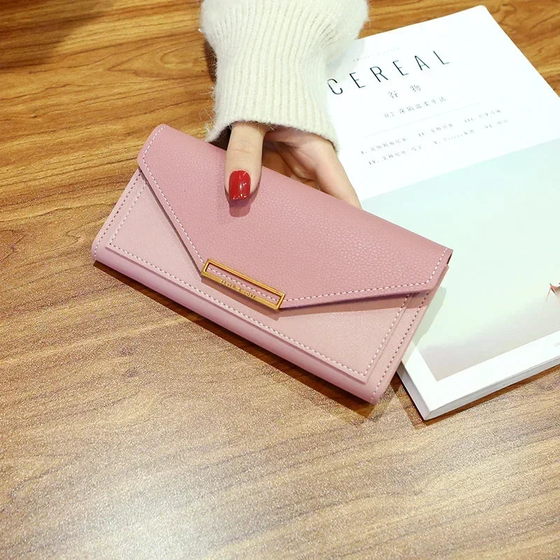 Portefeuille Femme Cuir Long Fashion Hasp - Clutch Wallet Cartera Mujeres avec Poche Téléphone