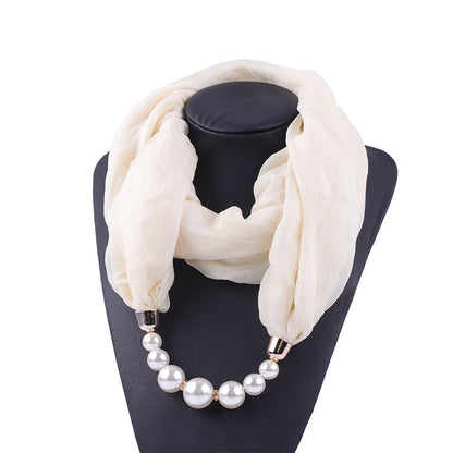 Foulard Collier Pendentif Couleur Unie Femme - Écharpe Neckerchief Bijou Hijab Accessoire