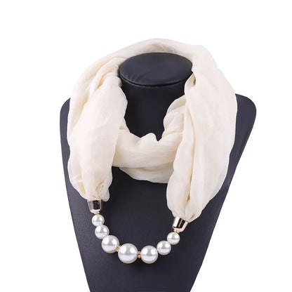 Foulard Collier Pendentif Couleur Unie Femme - Écharpe Neckerchief Bijou Hijab Accessoire