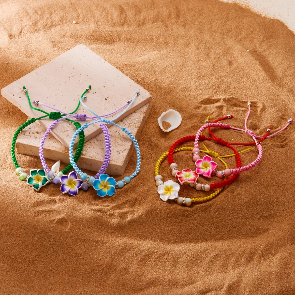 Ensemble Bijoux Fleurs Tressées Bohème Grande Fleur – Collier Boucles Rose Rouge Bleu Plage Femme