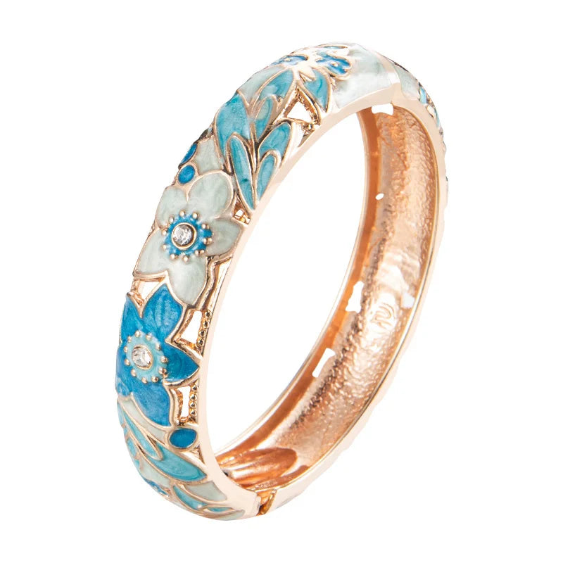 Ensemble 2 Bracelets Joncs Émaillés Cloisonné Style Indien Dubaï – Tendance Femme