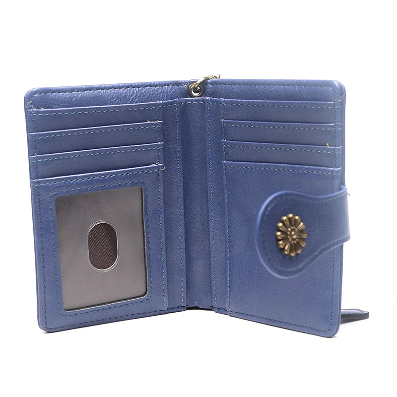 Portefeuille Femme Cuir Rétro Rouge - Porte-Monnaie Court Bifold avec Porte-Cartes Détachable