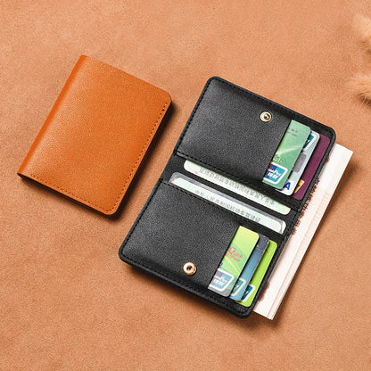 Portefeuille Pliable Cuir Souple avec Bouton - Petit Porte-Cartes Permis Simplifié