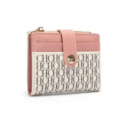 Portefeuille Femme Luxe Rétro Carré Bouton - Porte-Carte Pince Billets Compact Léger Classique