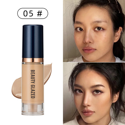 Fond de Teint Liquide Beauty Glazed 6 Couleurs - Couvrance Totale Waterproof Hydratant Effet Naturel Longue Tenue
