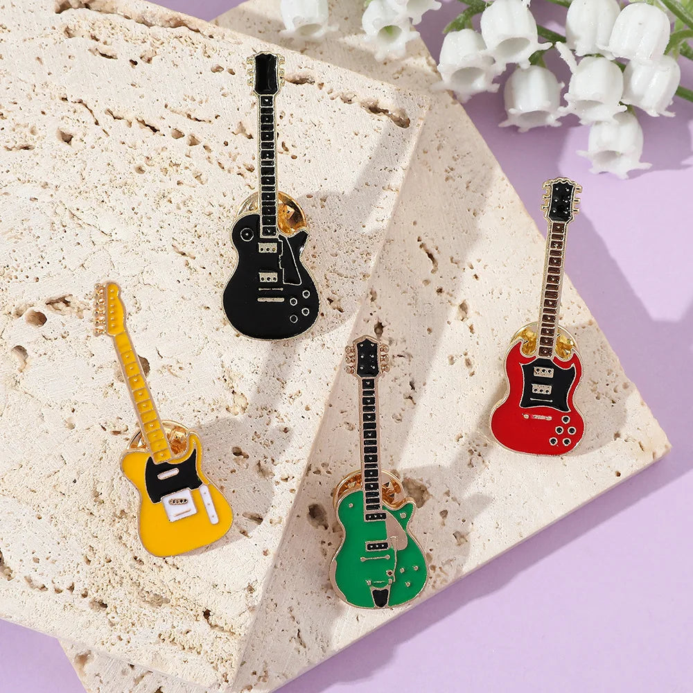Broche Guitare Instrument Musical Amusante Émaillée – Pin's Badge Kpop Rock Musique Unisexe